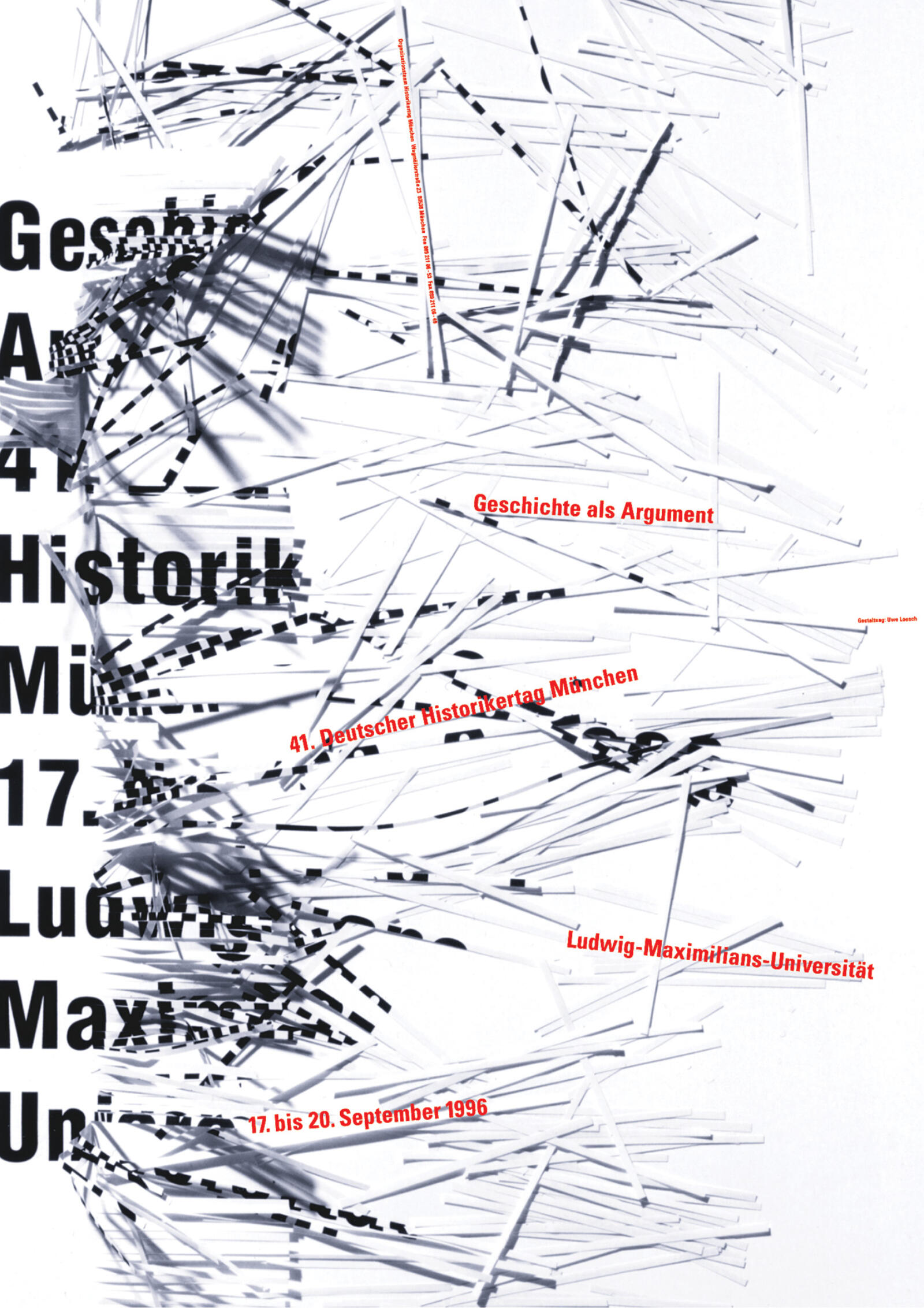 Uwe Loesch (1994年 展覧会オリジナルポスター) History as an argument, poster for the 41st Congress of German